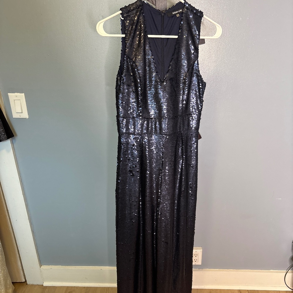 Navy blue sequin jumpsuit